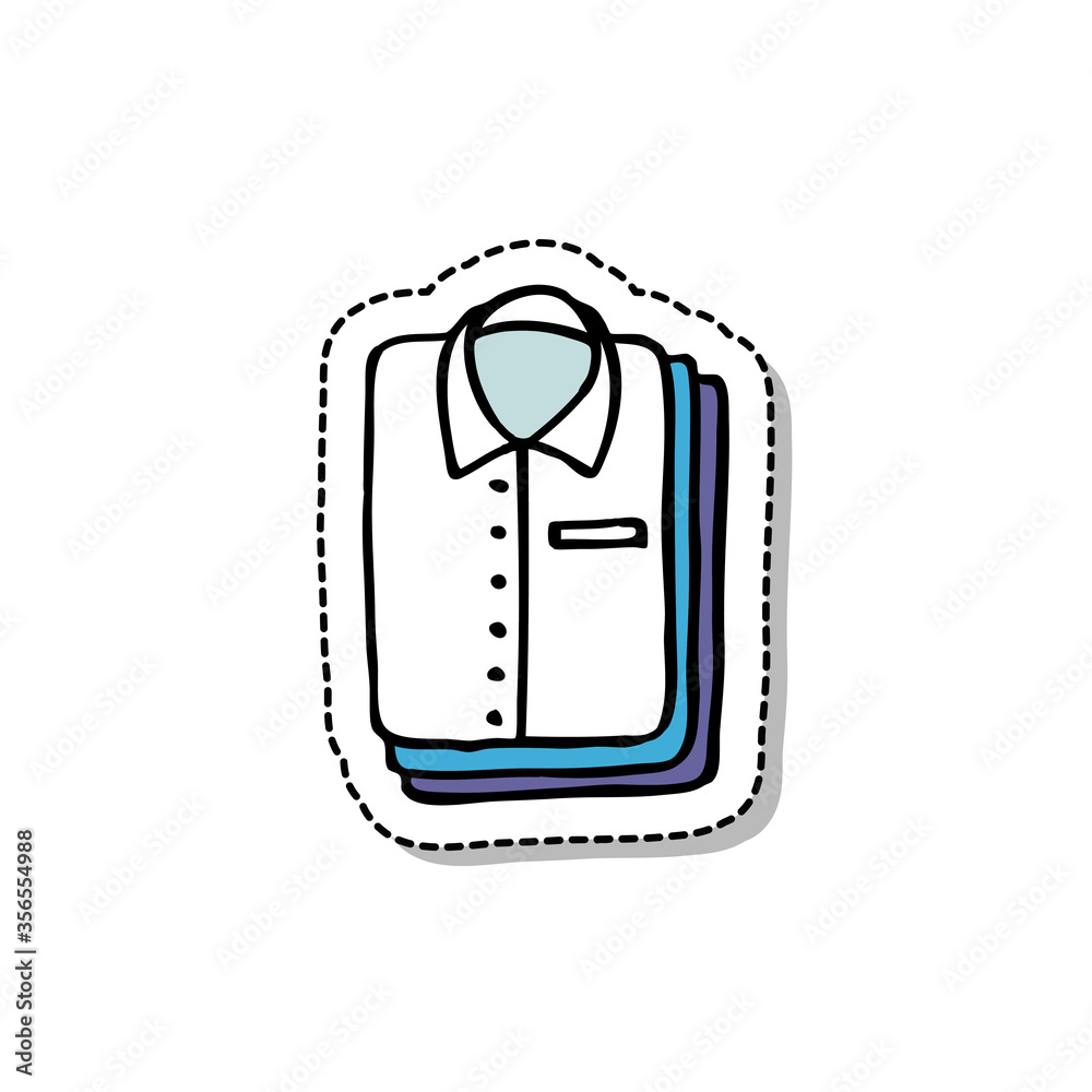 folded shirts doodle icon, vector sticker illustration