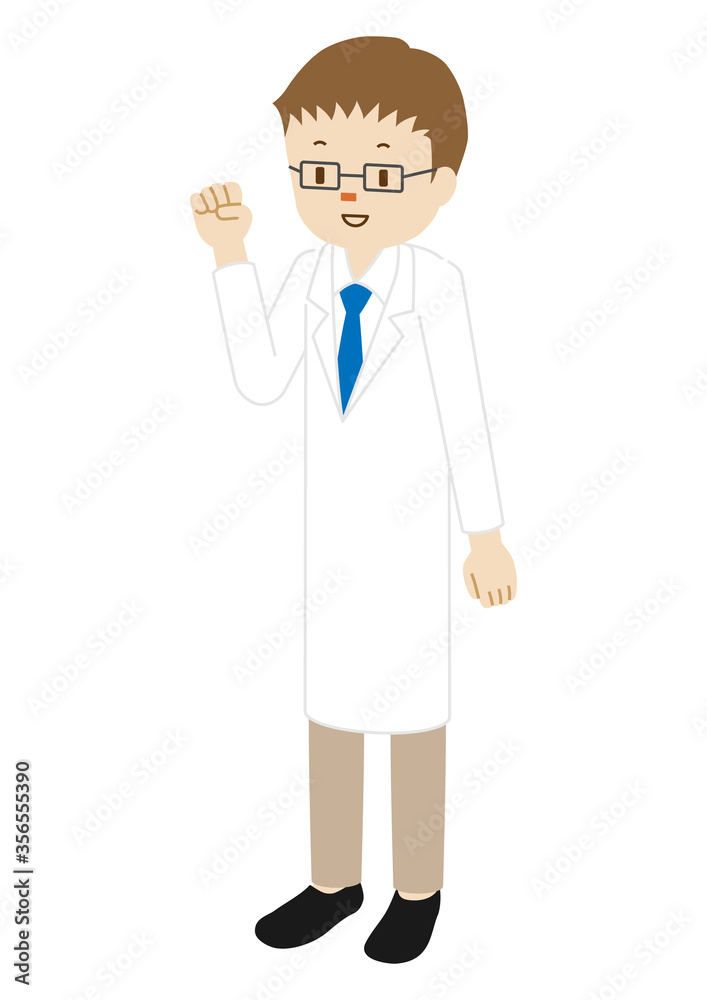 Illustration of a male doctor standing (fist pump) Illustration of a male doctor standing (fist pump)