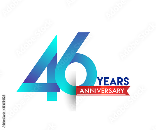 Free Download 46th Anniversary celebration logotype blue colored with red ribbon, isolated on white background. - GFXLoad