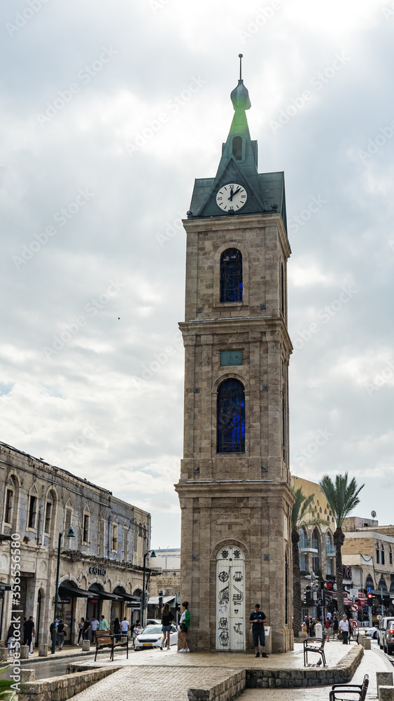 Clock tower in Old Jaffa, Tel-Aviv, Israel.