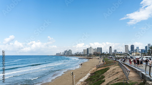 Seascape and skyscrapers on background in Tel Aviv, Israel © Viacheslav