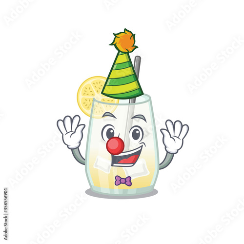 smiley clown tom collins cocktail cartoon character design concept