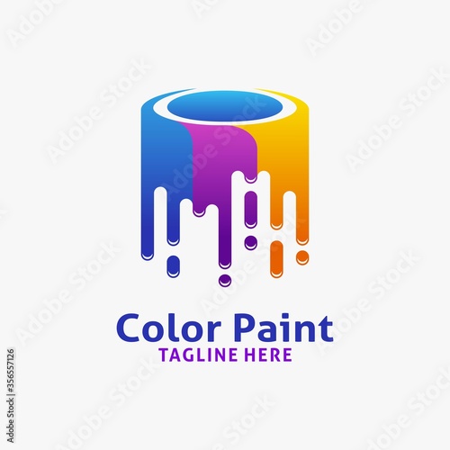 Color paint logo design in cans