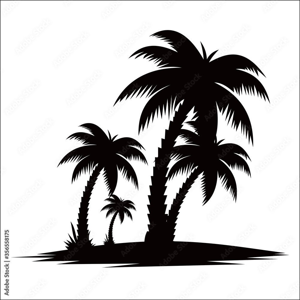 vector black palm icon on white background - Vector