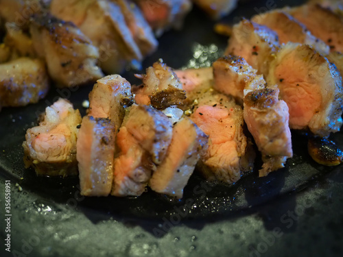 Attractive beef steak, main course during dinner time
