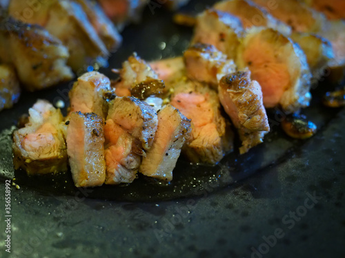 Attractive beef steak, main course during dinner time