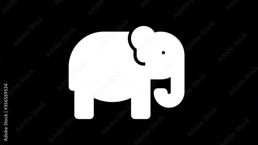 From the Glitch effect arises elephant symbol. Then the TV turns off. Alpha channel Premultiplied - Matted with color black From the Glitch effect arises elephant symbol. Then the TV turns off. Alpha channel Premultiplied - Matted with color black