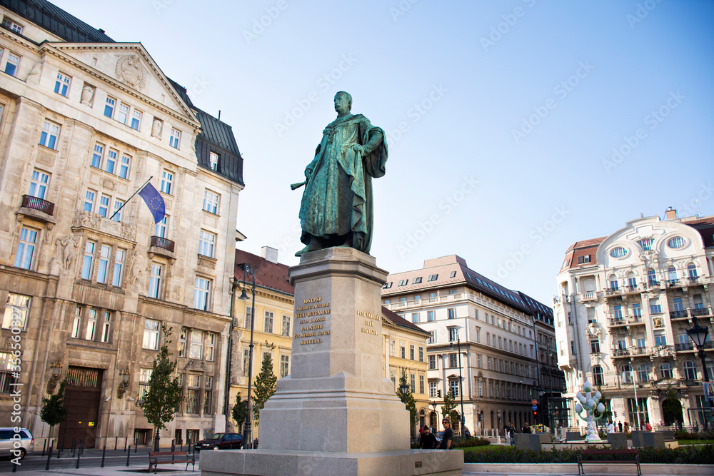 Statue of Palatine Jozsef Nador Archduke of Austria at Joseph Nador Ter square for Hungarians people and foreigner travelers travel visit and take photo in, Budapest, Hungary