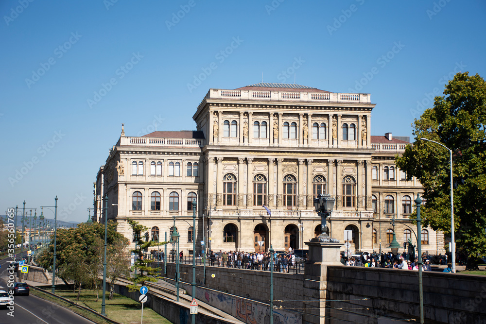 Classic vintage retro antique building zoltan toth academy statue for Hungarians people and foreign travelers travel visit on September 23, 2019 in Budapest, Hungary