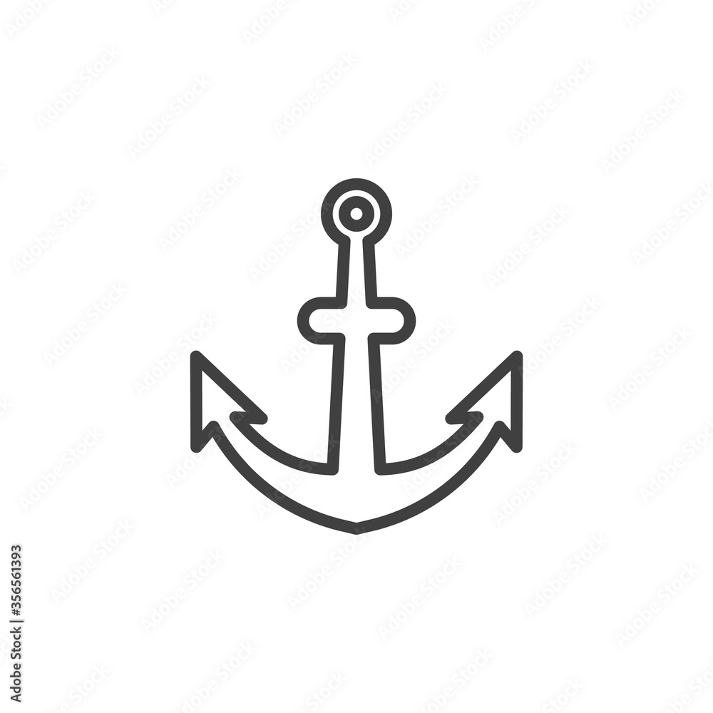 Anchor line icon. linear style sign for mobile concept and web design. Boat anchor outline vector icon. Symbol, logo illustration. Vector graphics Anchor line icon. linear style sign for mobile concept and web design. Boat anchor outline vector icon. Symbol, logo illustration. Vector graphics