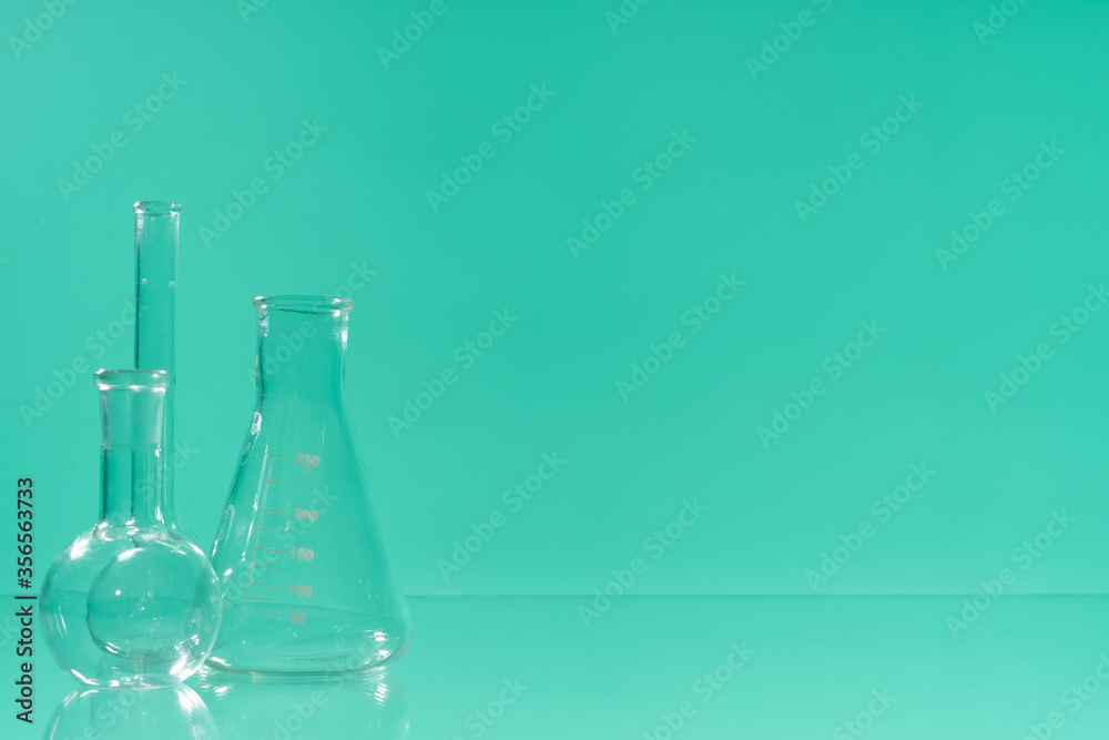 Chemical vessels. Glass flasks. Laboratory utensil. Chemical vessels. Glass flasks. Laboratory utensil.
