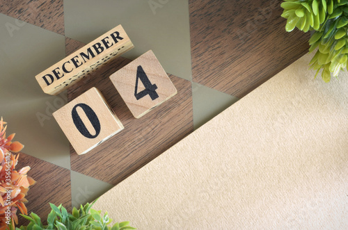December 4, Number cube design in natural concept.