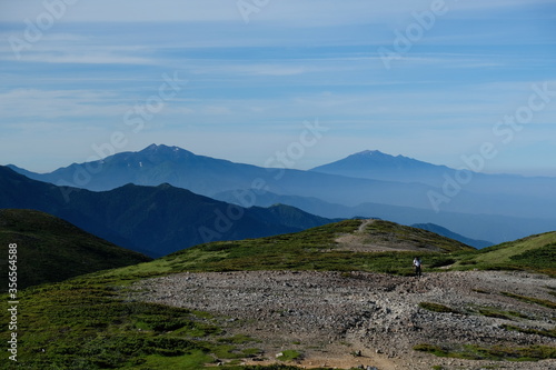 北アルプスの絶景トレイル。日本の雄大な自然。百名山、御嶽山,乗鞍岳。Amazing trekking area in Japanese North Alps. Mt.Ontakesan, Mt.Norikuradake