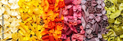 Obraz  z motywem Colorful rainbow pasta mix texture background wallpaper