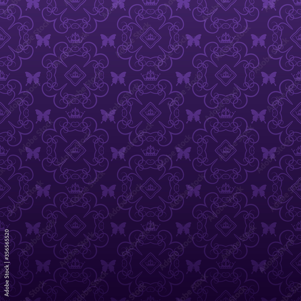 Dark Violet Background Wallpaper In Vintage Style Vector