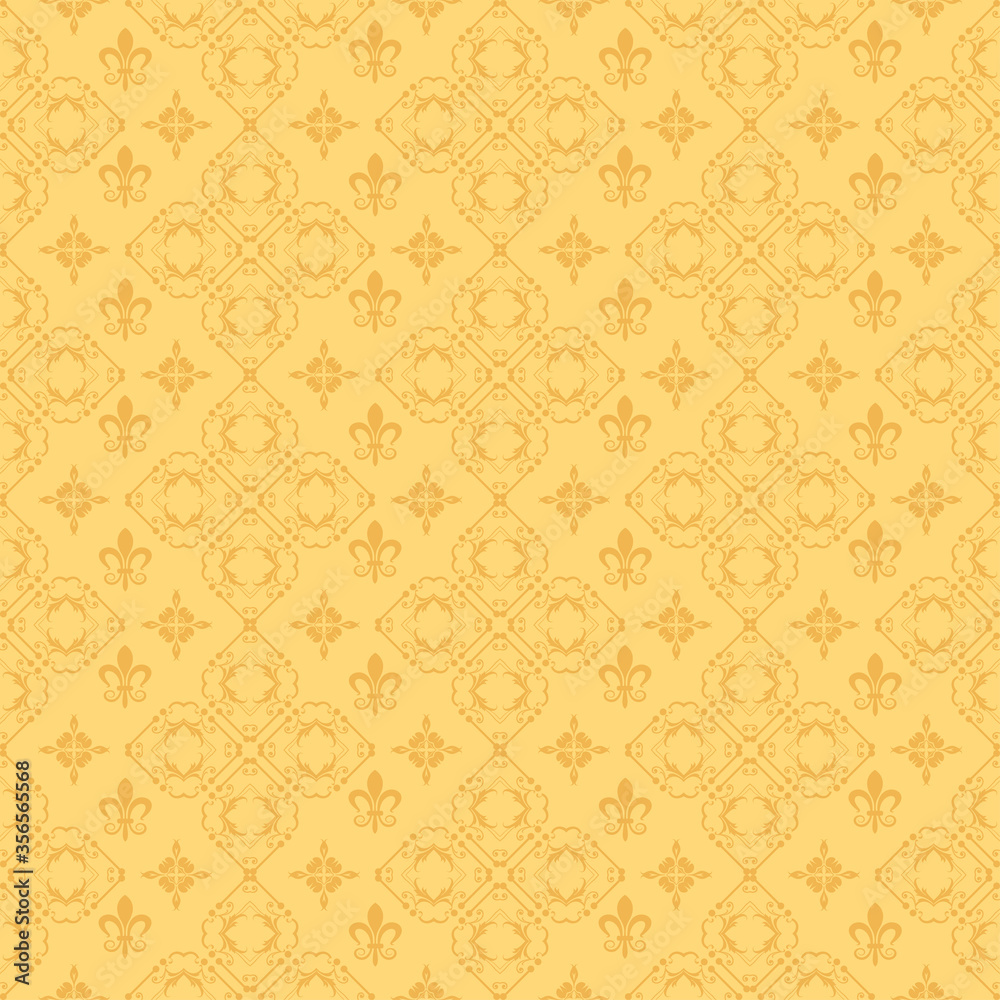 Seamless Retro Pattern On A Bright Yellow Vector Background