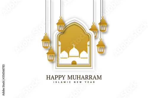 Happy Muharram Islamic New Year Illustration Template Design