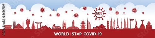 Stop coronavirus COVID-19 together vector Illustration concept.