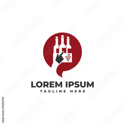 Wine Delivery Order with Chat Oline Logo Vector Icon Illustration