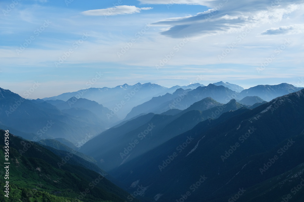 北アルプスの絶景トレイル。日本の雄大な自然。百名山。Amazing trekking area in Japanese North Alps.