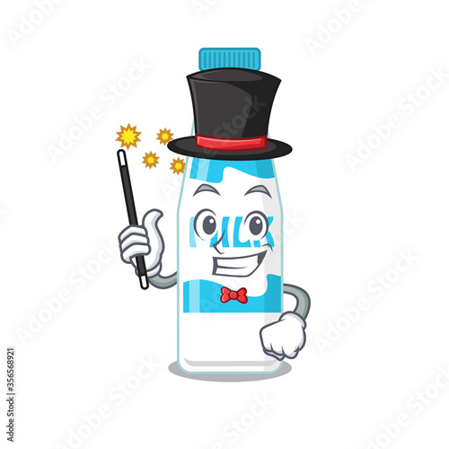 A gorgeous smart Magician of bottle of milk cartoon design style