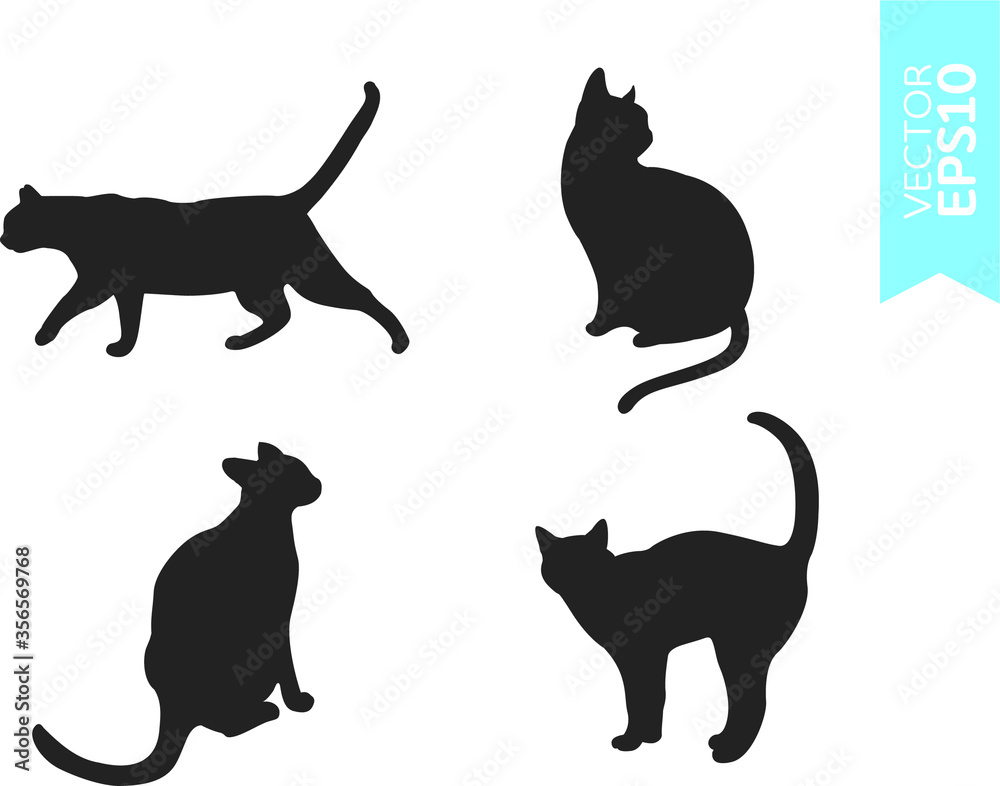 귀여운 고양이 벡터 실루엣 일러스트 Stock Vector | Adobe Stock