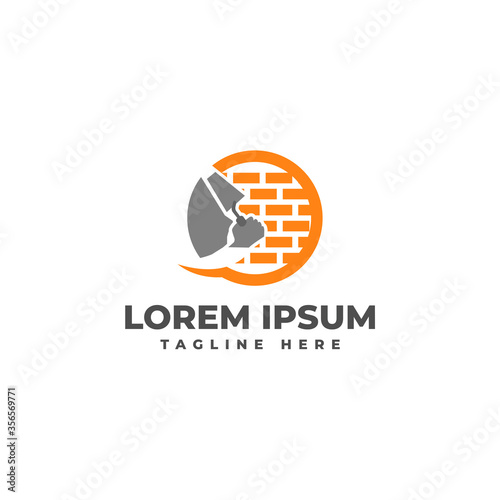 Cement Stucco Brick Wall Logo Vector Icon Illustration