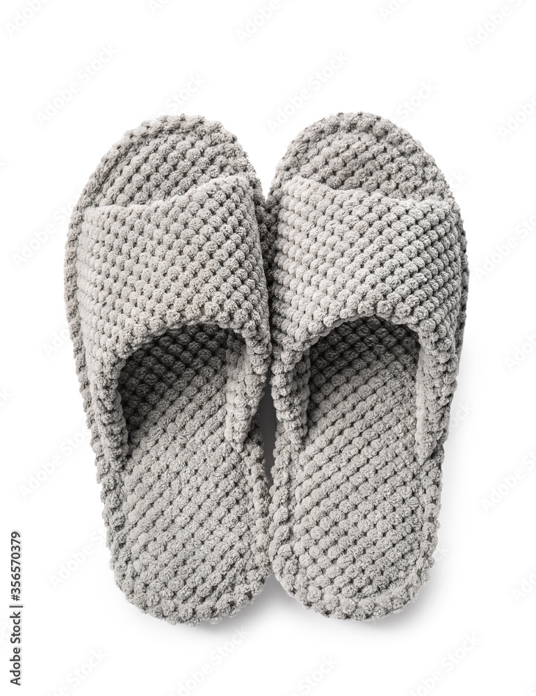 Pair of soft slippers on white background Pair of soft slippers on white background