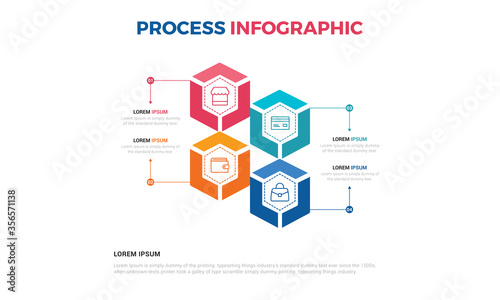 Business process infographic template. Thin line design with numbers 4 options or steps. Vector illustration graphic design