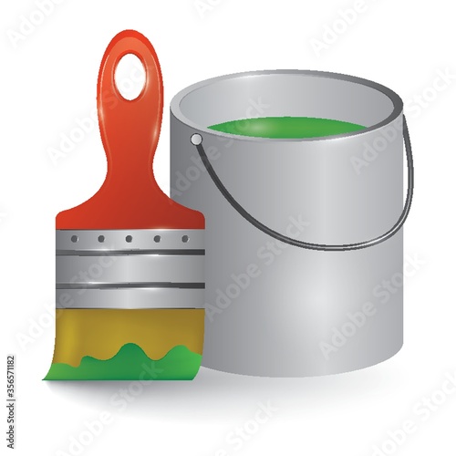 paint bucket and brush