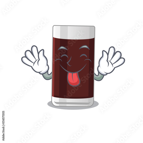 Funny glass of chocolate cartoon design with tongue out face