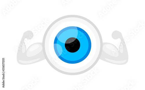 eyeball blue isolated on white, strong healthy eye graphic blue for icon, eyeball illustration clip art, eyesight symbol character in good vision, eyeball cartoon for look view vision and see concept