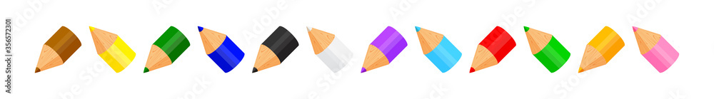colorful crayon pastel pencils cute in a row isolated on white, clip art crayon pencil cartoon, collection colored pencils flat rows for preschool kids, rainbow pencil for kindergarten child learning