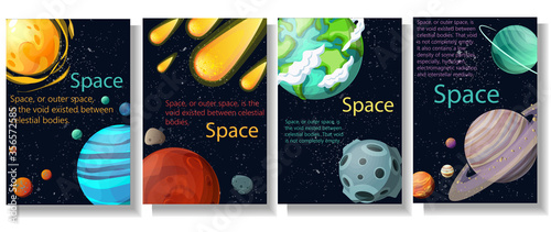 Planets and satellites. Solar system. Vector design. Stock illustration.