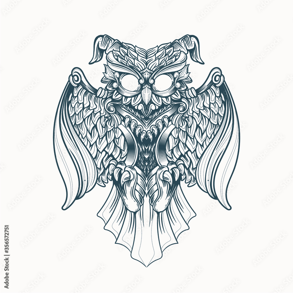 Fototapeta premium owl art illustration 