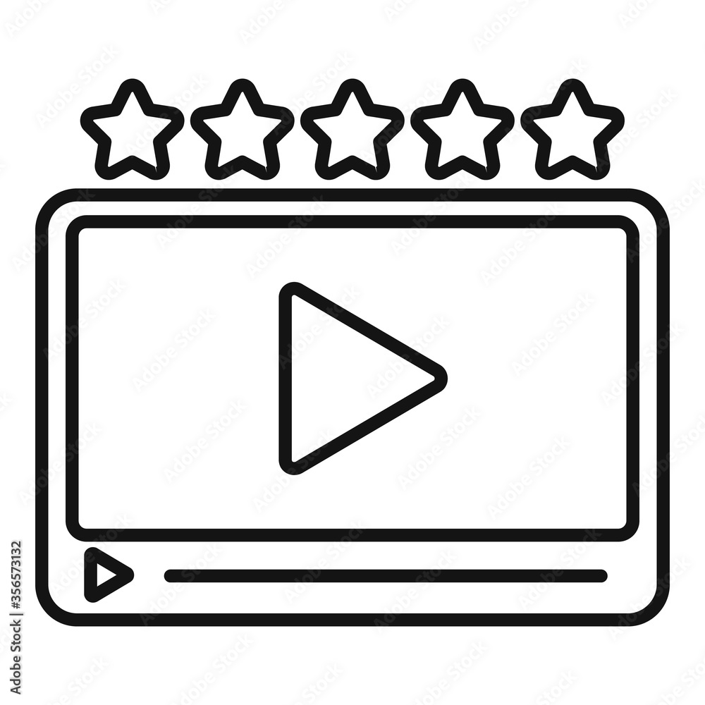 Rating video player icon. Outline rating video player vector icon for web design isolated on white background