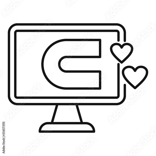 Engaging content computer icon. Outline engaging content computer vector icon for web design isolated on white background