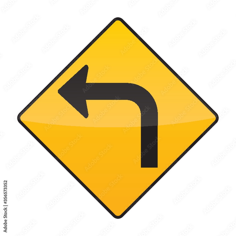 left turn warning sign left turn warning sign