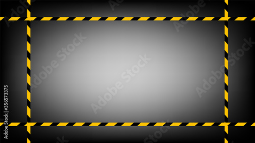 tape line yellow black stripe pattern on black gradient background, warning space with ribbon tape sign or comfort safety zone, safety banner, ribbon yellow black stripe, tape line caution, copy space