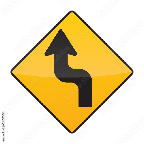reverse turn left warning sign