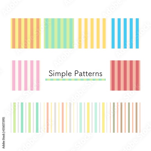 カラフルなストライプのパターンセット　シームレス