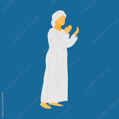 Vector illustration of a person raising his hands to pray.