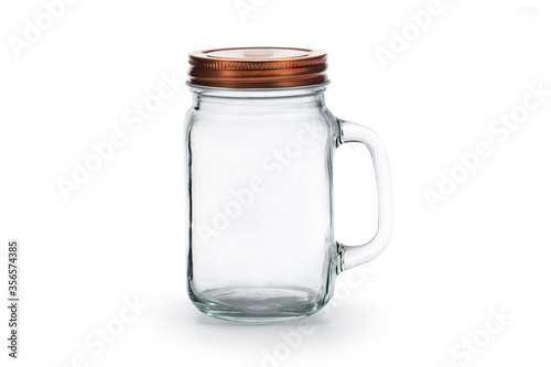 Obraz na plátně Empty glass jar with lid isolated, Clipping path.