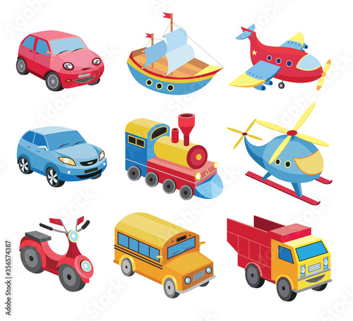 Fototapet set of transport icons isolated on white (vector illustration)