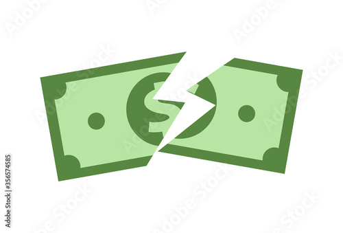 banknote money torn ripped isolated on white background, rip banknotes flat simple, torn dollar, clip art damaged banknote dollars, illustration banknote