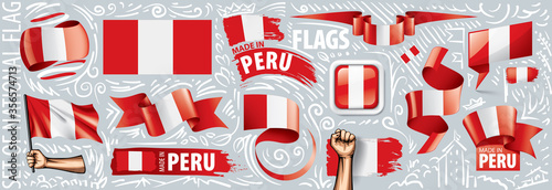 Vector set of the national flag of Peru in various creative designs