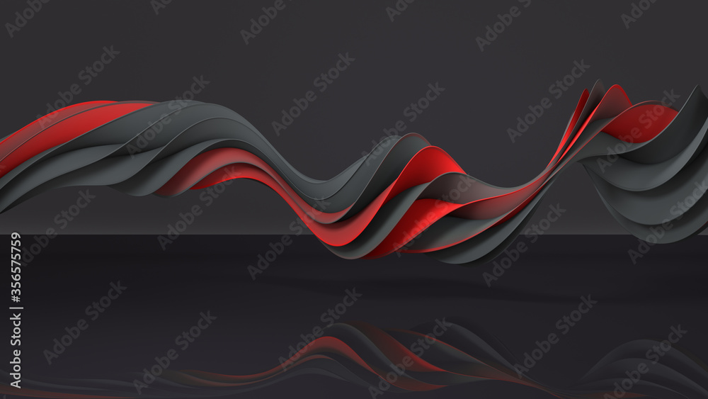 Red and gray twisted spiral shape 3D rendering Red and gray twisted spiral shape 3D rendering