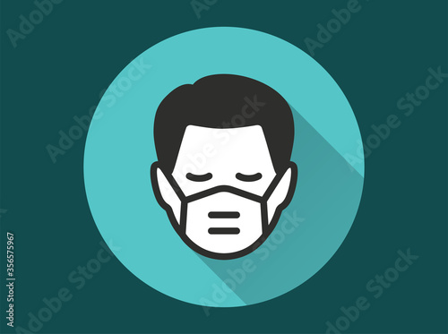 Man in medical face mask icon for graphic and web design.