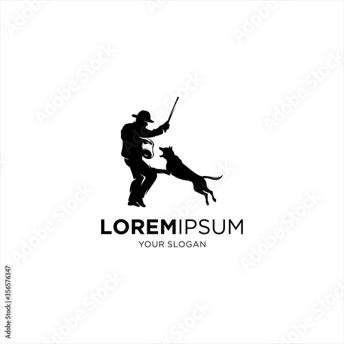 dog trainer silhouette logo vector
