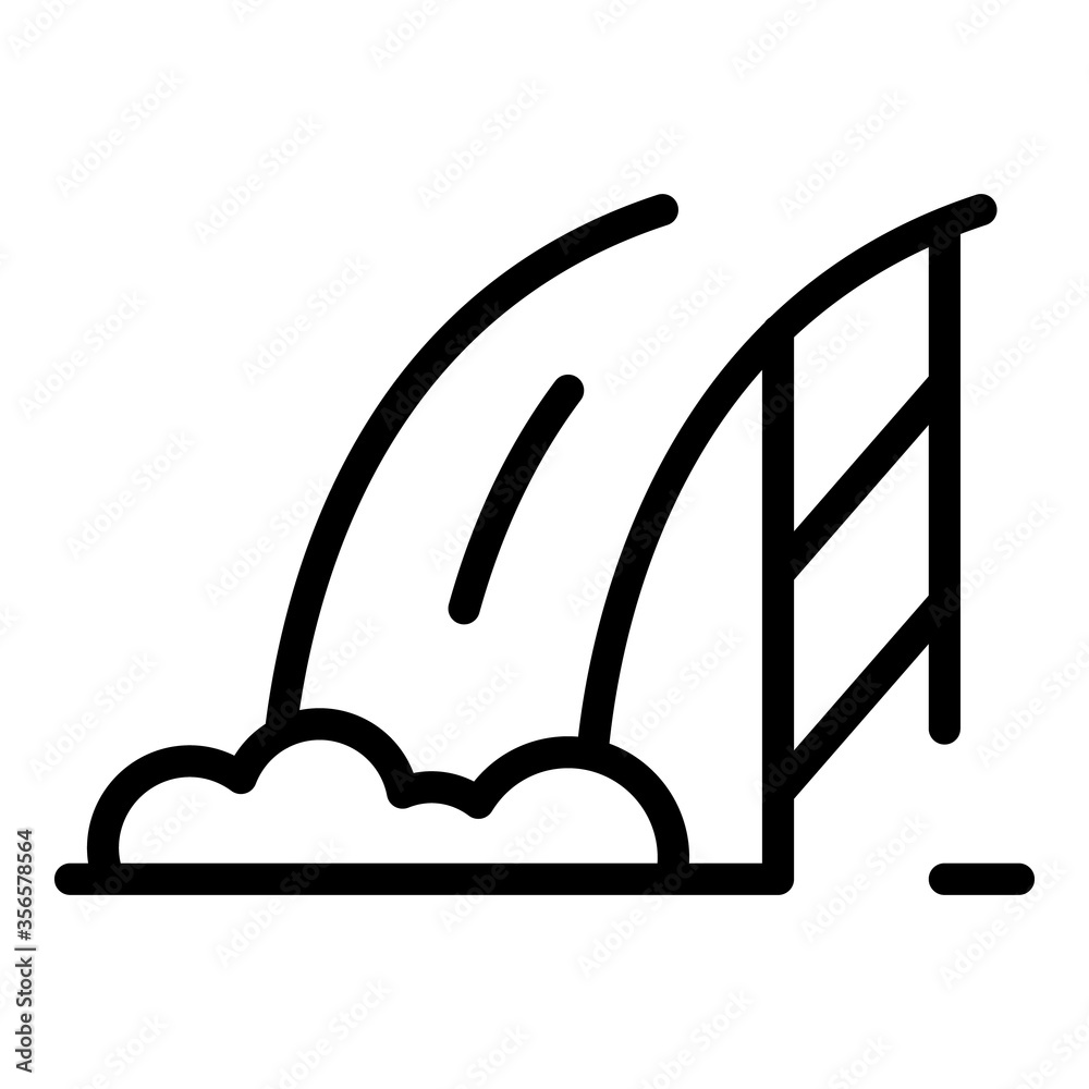 Hydroelectric dam icon. Outline hydroelectric dam vector icon for web design isolated on white background Hydroelectric dam icon. Outline hydroelectric dam vector icon for web design isolated on white background